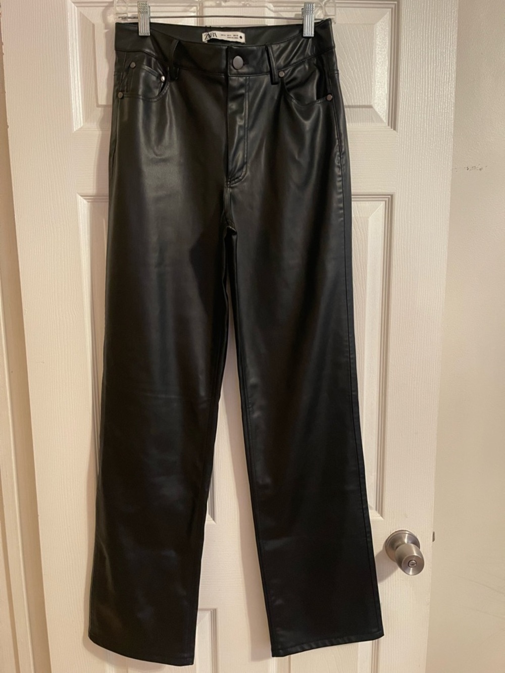Zara Black Faux Leather Wide-Leg Trousers